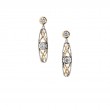 Sterling Silver 10k Yellow CZ Brave Heart Earrings-1