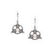 Sterling Silver 10k Fresh Water Pearl & CZ Celestial Leverback Earrings-1