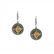 Sterling Silver 14k Gilded Medallion Shield Leverback Earrings-1