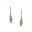 Sterling Silver Rhodium 23k Gilded CZ Celestial Leverback Earrings-1