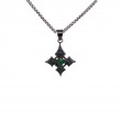 Sterling Silver Small Emerald .38ctw Black Rhodium Celtic Cross Pendant-1