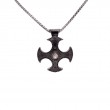 Sterling Silver Raw Diamond .1ctw Black Rhodium Cross Shield Large Pendant-1