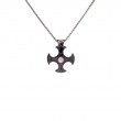 Sterling Silver Raw Diamond  0.05ctw Black Rhodium Cross Shield Pendant-1