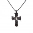 Sterling Silver Raw Diamond .17ctw Black Rhodium Cross Pendant-1