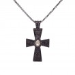 Sterling Silver Raw Diamond .15ctw Black Rhodium Cross Pendant-1