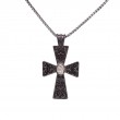 Sterling Silver Raw Diamond .15ctw Black Rhodium Cross Pendant-1