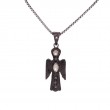 Sterling Silver Raw Diamond .3ctw Black Rhodium Angel Large Pendant-1