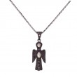 Sterling Silver Raw Diamond .16ctw Black Rhodium Angel Pendant-1