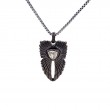 Sterling Silver Raw Diamond .18ctw Black Rhodium Angel Wings Pendant-1