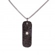 Sterling Silver Raw Diamond .07ctw Black Rhodium Dogtag Pendant-1