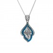 Sterling Silver Sky Blue Enamel and White CZ Pendant-1