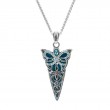 Sterling Silver Sky Blue Topaz & Sky Blue Enamel with White & Black CZ Reversible Butterfly Pendant-1