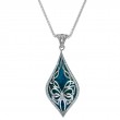 Sterling Silver Sky Blue Enamel & White CZ Cocooned Butterfly Pendant-1