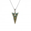 Sterling Silver 10k Yellow Sky blue Topaz & Sky Blue Enamel with Black & White CZ  Reversible Butterfly Pendant-1