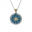 Sterling Silver 10k Yellow Sky Blue Enamel and White CZ Trinity Pendant-1