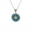 Sterling Silver 10k Yellow Sky Blue Enamel and White CZ Trinity Pendant Small-1