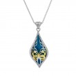 Sterling Silver 10k Sky Blue Enamel and White CZ Cocooned Butterfly Pendant Small-1