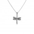 Sterling Silver Rhodium Petite Dragonfly Pendant-1