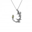 Sterling Silver Marquise Peridot Double Hummingbird Pendant-1