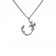 Sterling Silver Rhodium Marquise Rhodolite Single Hummingbird Small Pendant-1