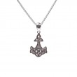 Sterling Silver CZ Thor's Hammer Small Pendant-1