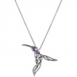 Sterling Silver Amethyst Hummingbird Pendant-1