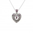 Sterling Silver Double Sided Celtic Open Heart Small Rhodolite Pendant-1