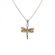 Sterling Silver Rhodium 10k Rose Petite Dragonfly Pendant-1