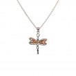 Sterling Silver Rhodium 10k Yellow Petite Dragonfly Pendant-1