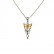 Sterling Silver Rhodium 10k Yellow CZ Petite Butterfly Pendant-1