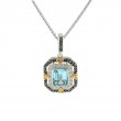 Sterling Silver Rhodium 10k Yellow Octagon Sky Blue Topaz Celestial Pendant-1