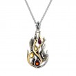 Sterling Silver 10k  Fire Element Pendant with Garnet, Citrine and Rhodolite-1