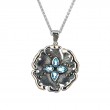 Sterling Silver 10k  Water Element Pendant Sky Blue Topaz-1