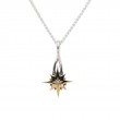 Sterling Silver 10k Compass with White Sapphire Star Pendant Large-1