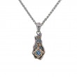 Sterling Silver Oxidized 10k Sky Blue Topaz & CZ Rocks 'n Rivers Pendant..-1