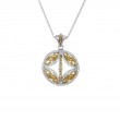 Sterling Silver Rhodium 10k Yellow with White and Black CZ Reversible Bridge Pendant Small-1