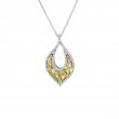 Sterling Silver Rhodium 10k Yellow with White CZ Love's Chalice Pendant..-1