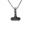 Sterling Silver Oxidized 10k Yellow Gold Hammer Pendant Small-1