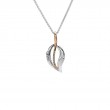 Sterling Silver 10k Rose Trinity Leaf White Sapphire Pendant-1