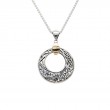 Sterling Silver 10k Celtic Comet White Topaz Round Pendant Small-1