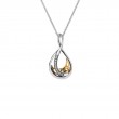 Sterling Silver 10k Teardrop White Sapphire Trinity Pendant-1