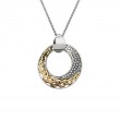 Sterling Silver Oxidized 10k Comet White Topaz Pendant with Gold Eternity Knot-1