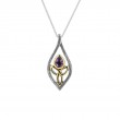 Sterling Silver Oxidized 10k Yellow Trinity Knot Amethyst Petal Pendant-1