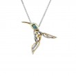 Sterling Silver 10k Sky Blue Topaz Hummingbird Pendant-1