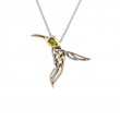 Sterling Silver 10k Peridot Hummingbird Pendant-1