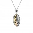 Sterling Silver Oxidized 10k Yellow Eternity Leaf  Pendant-1