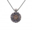 Sterling Silver 10k CZ Filigree Medallion Whirlpool Pendant-1