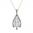 Sterling Silver Oxidized 10k with CZ Drop Gateway Pendant Small-1