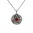 Sterling Silver 10k Garnet Round Aphrodite Pendant-1