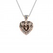 Sterling Silver Oxidized 10k Rose Celtic Heart Small Pendant with CZ's-1